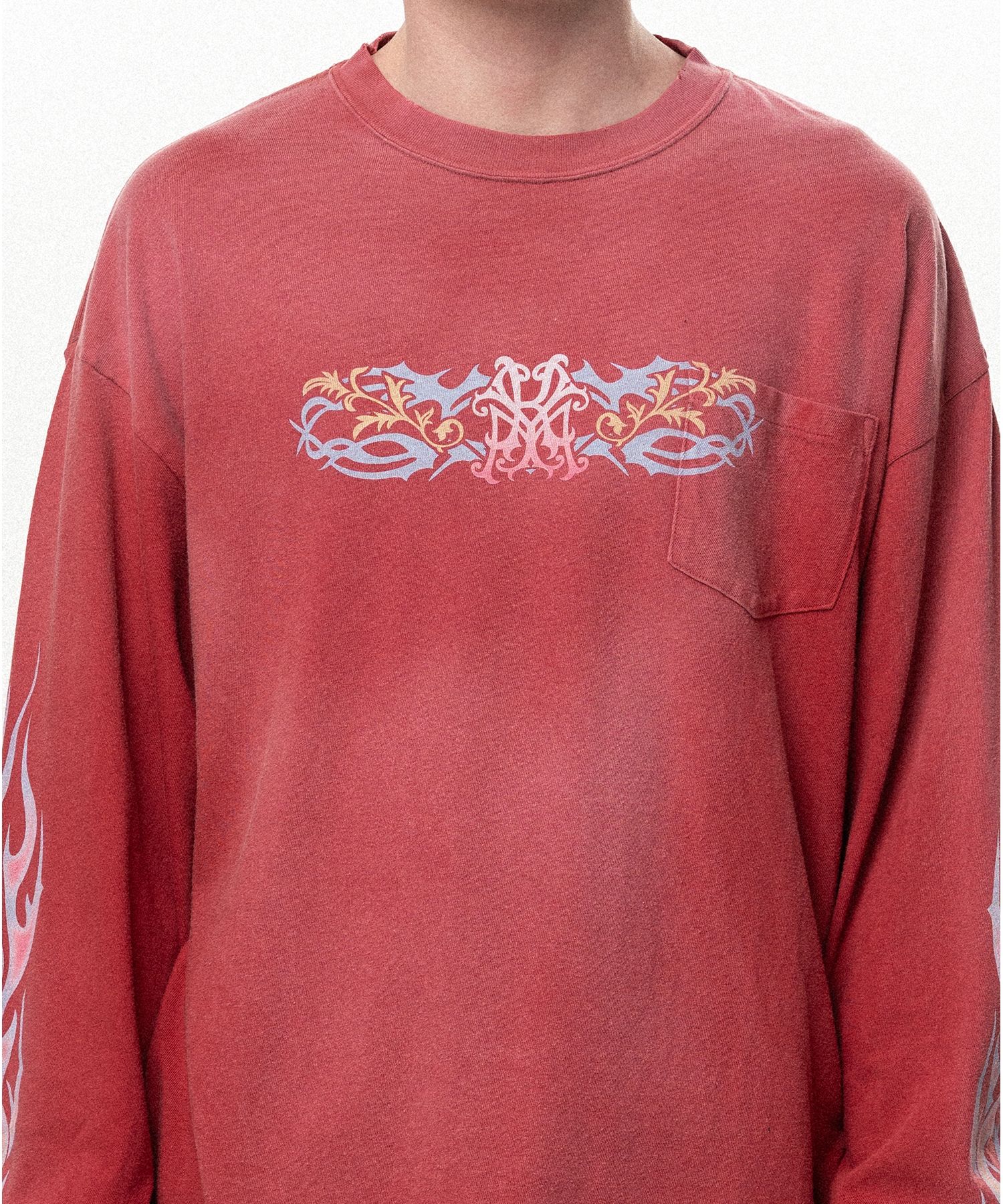 "ROSE-KMY" Distressed Long-Sleeve T-shirt
