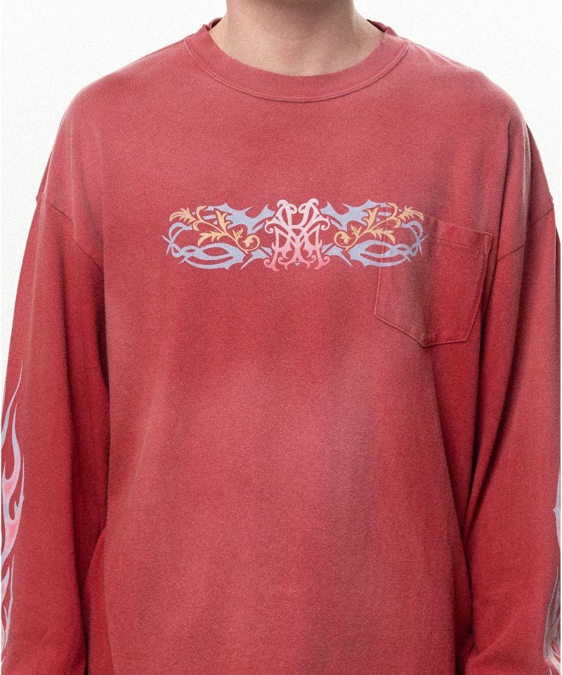 "ROSE-KMY" Distressed Long-Sleeve T-shirt