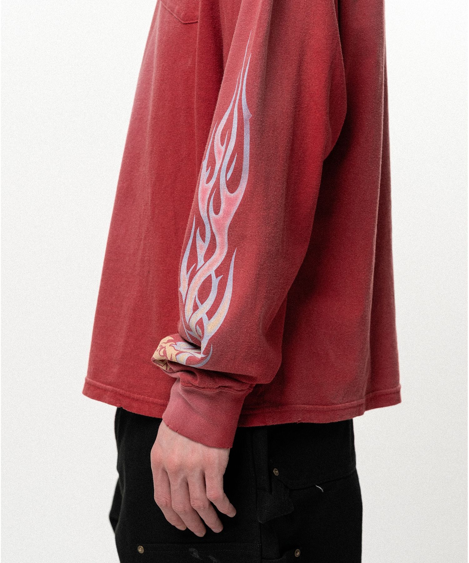 "ROSE-KMY" Distressed Long-Sleeve T-shirt