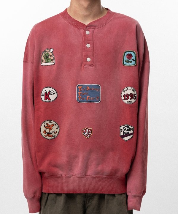 Henry Neck Sweat T/C with Multi-Patch Details