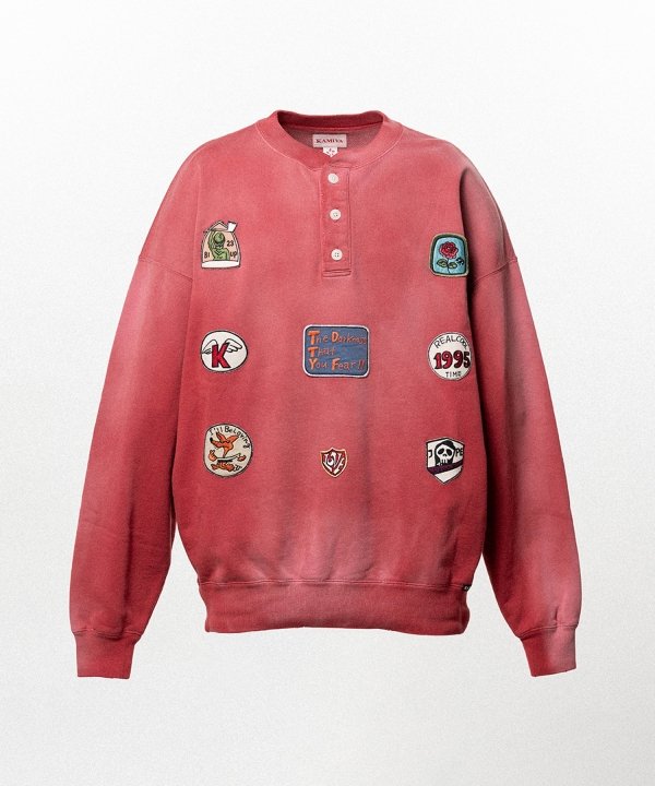 Henry Neck Sweat T/C with Multi-Patch Details