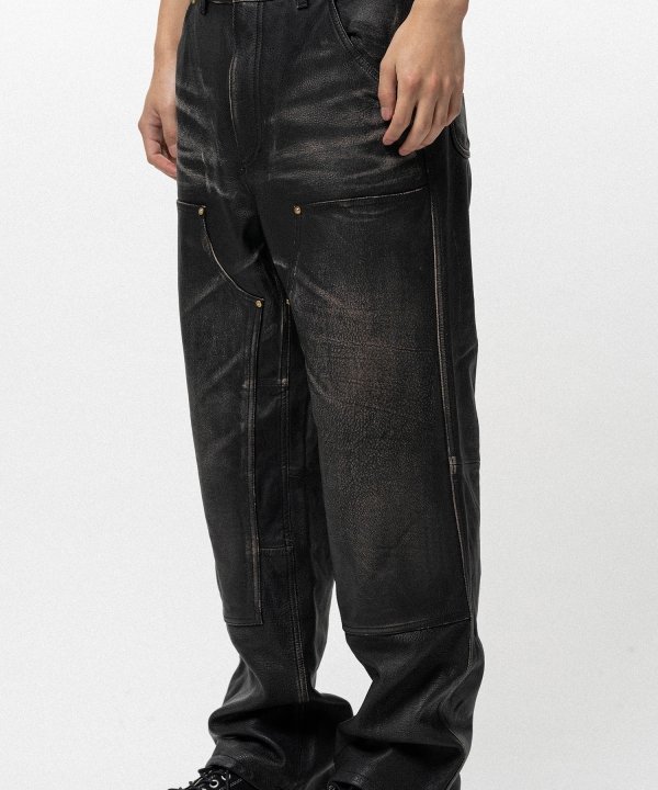 Distressed Leather Painter Pants