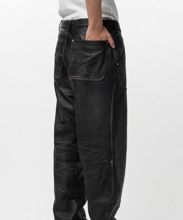 Distressed Leather Painter Pants
