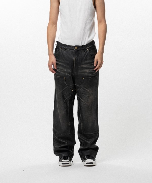 Distressed Leather Painter Pants