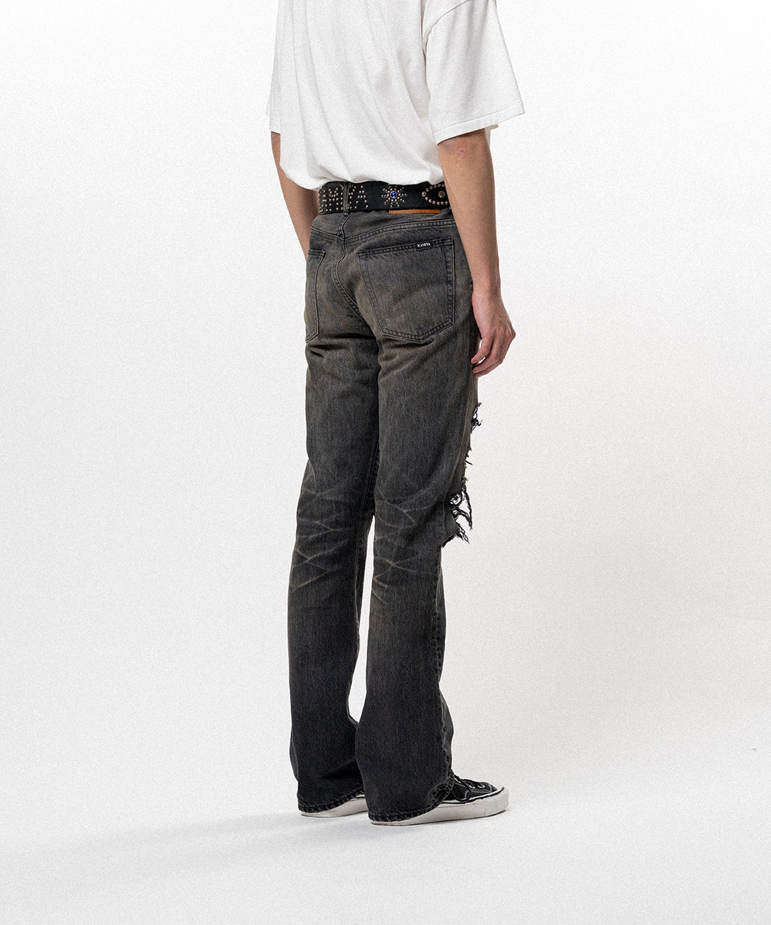 Distressed Bootcut Slim Denim Pants