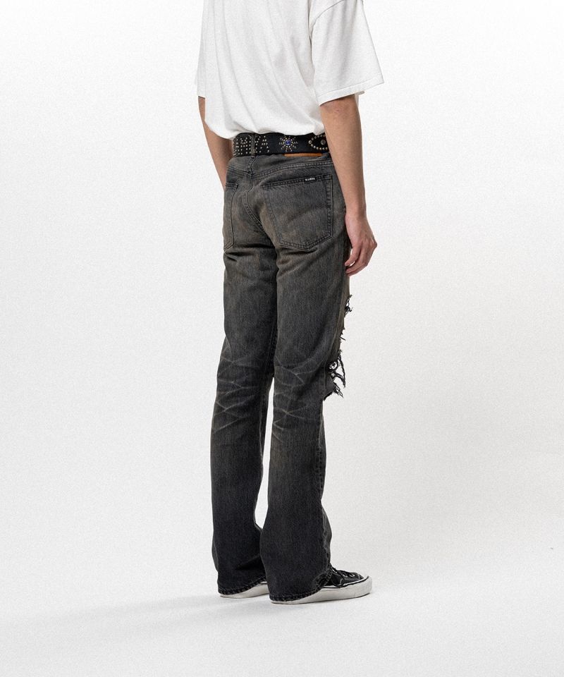 Distressed Bootcut Slim Denim Pants