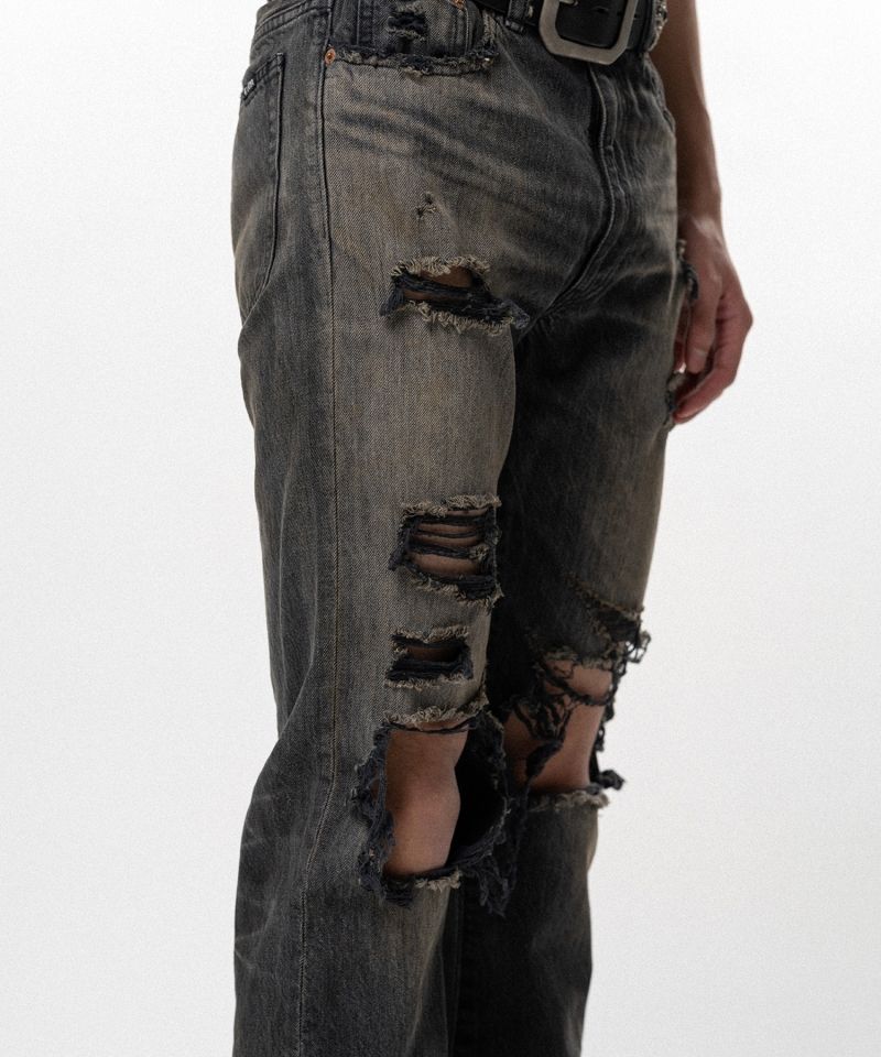 Distressed Bootcut Slim Denim Pants