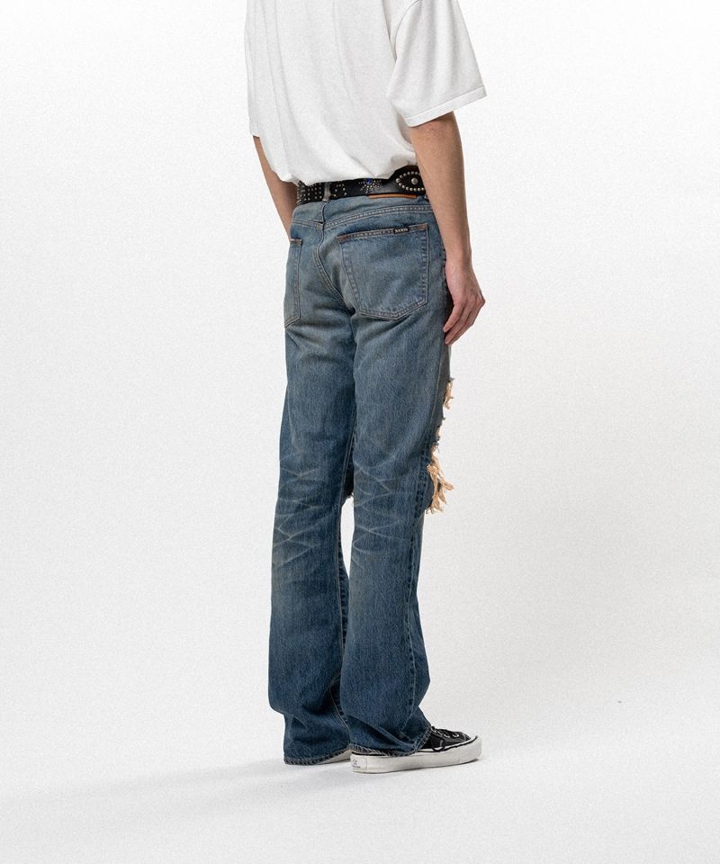 Distressed Bootcut Slim Denim Pants