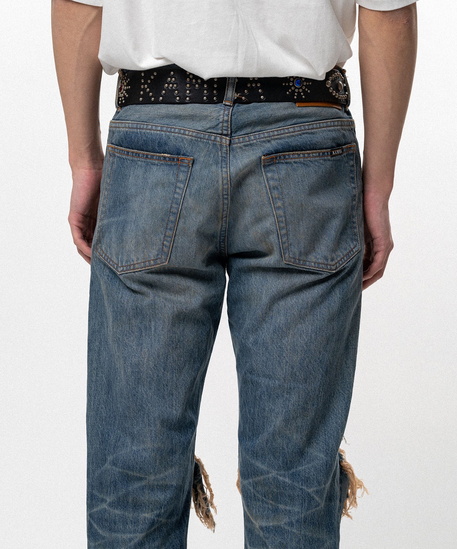 Distressed Bootcut Slim Denim Pants