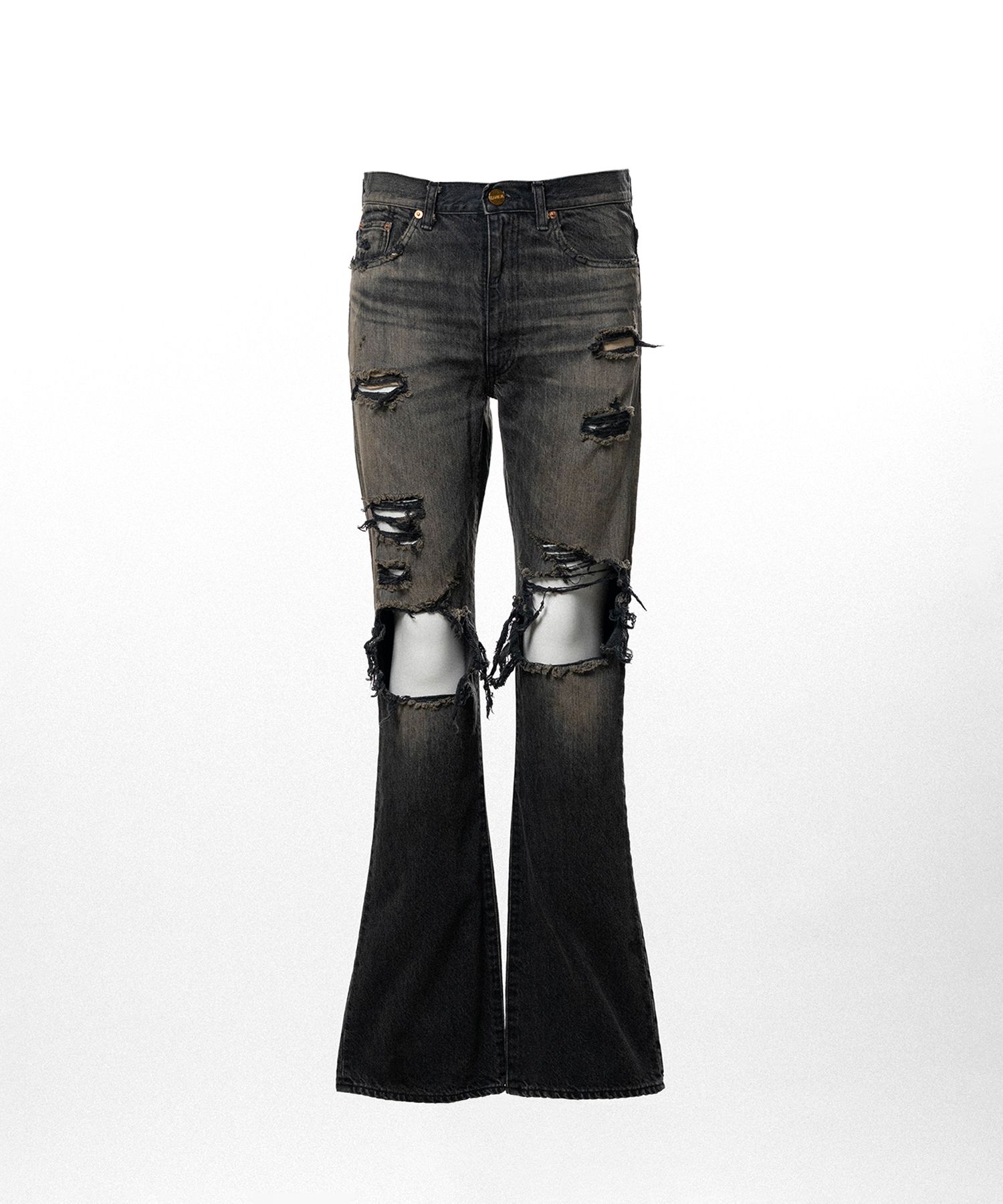 Distressed Bootcut Slim Denim Pants