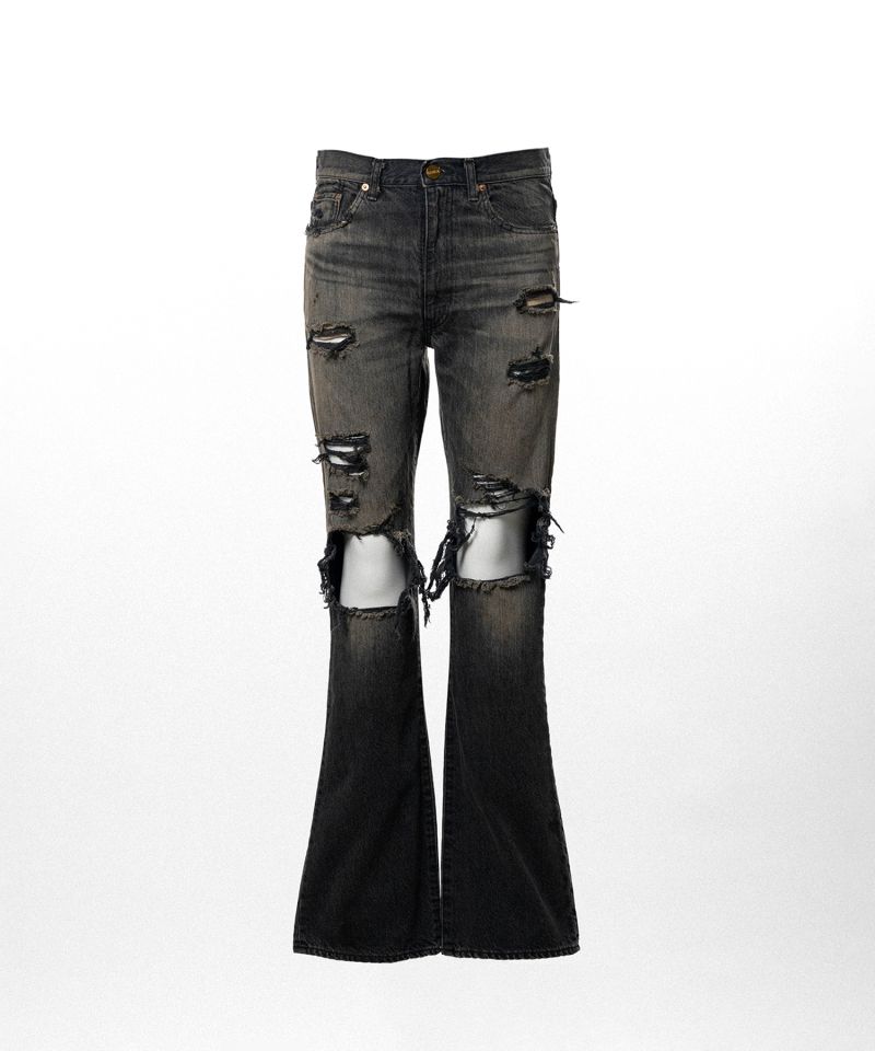 Distressed Bootcut Slim Denim Pants