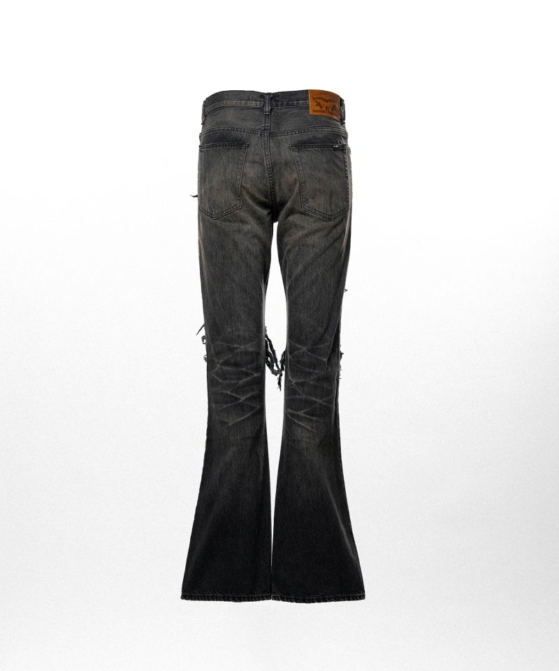 Distressed Bootcut Slim Denim Pants