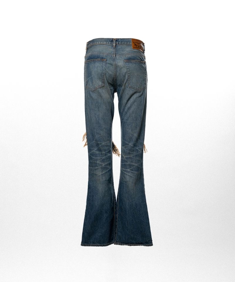 Distressed Bootcut Slim Denim Pants