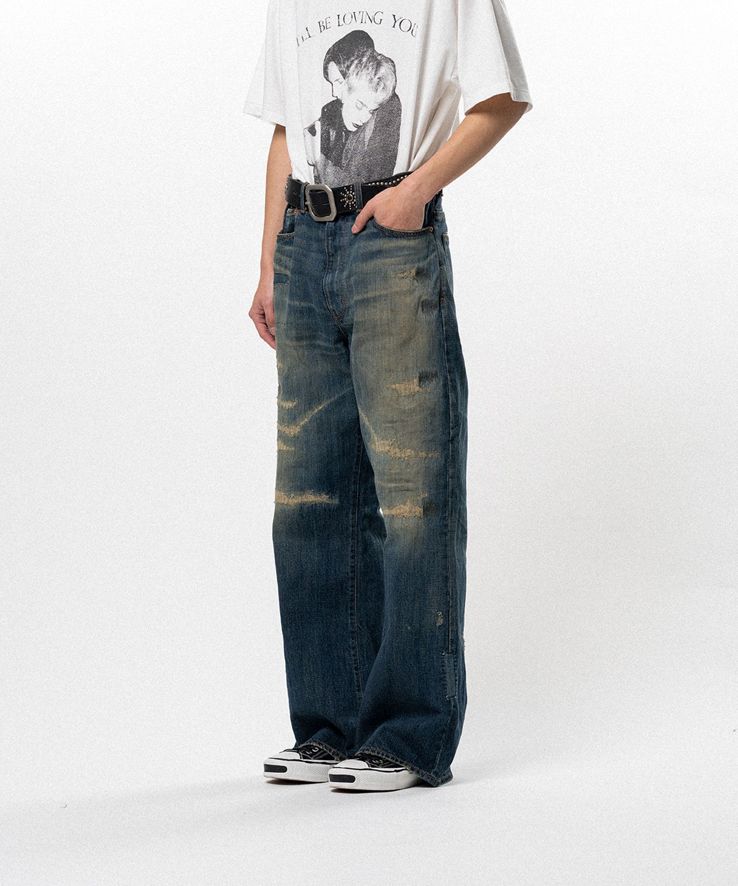 BORO Bootcut Wide Denim Pants