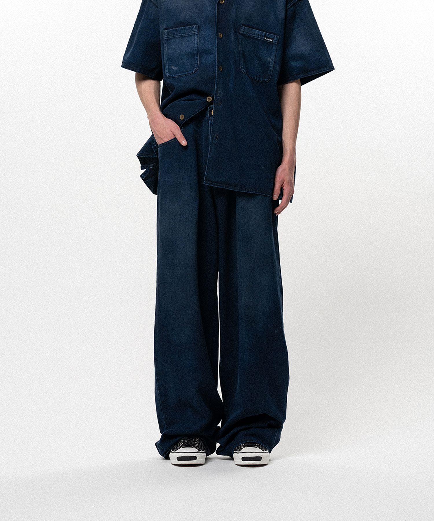 Tencel Denim Wide Denim Pants