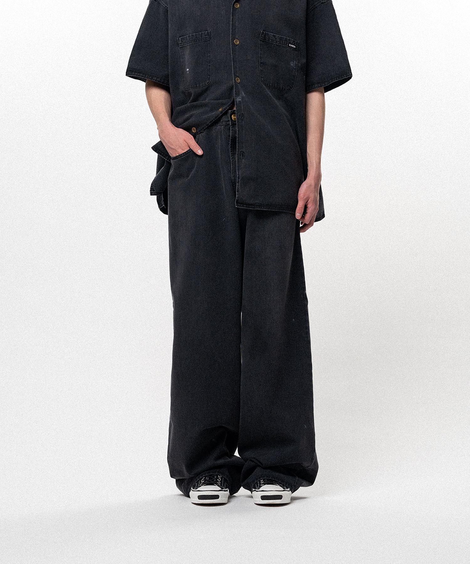 Tencel Denim Wide Denim Pants