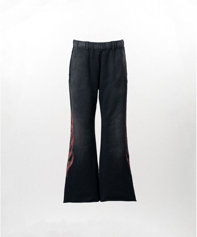 "CRAYON FLAME" Distressed Bootcut Sweat Pants