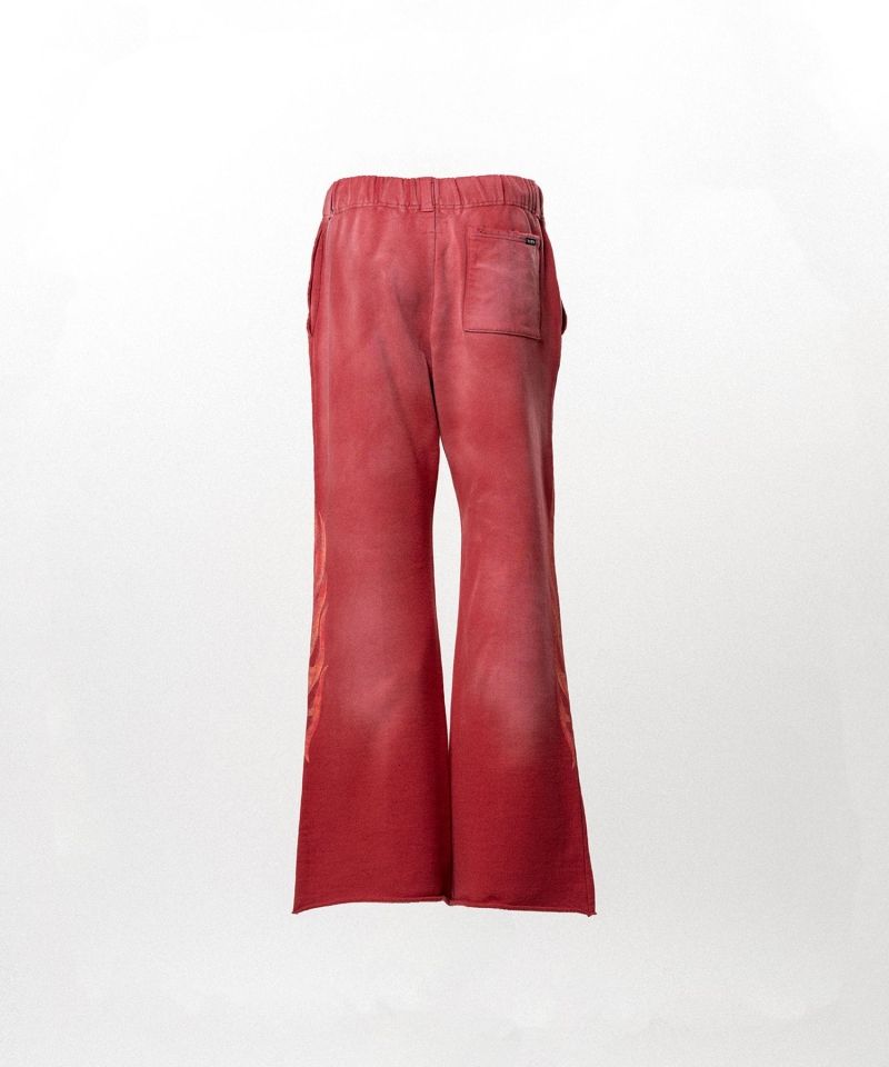 "CRAYON FLAME" Distressed Bootcut Sweat Pants