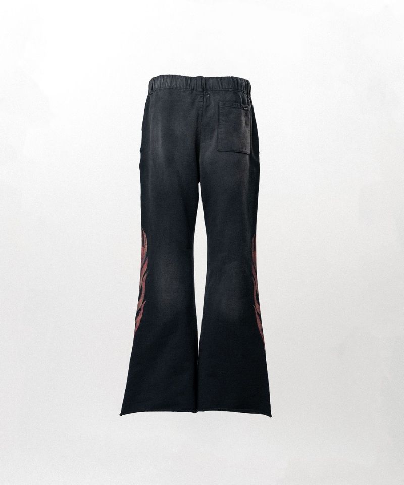 "CRAYON FLAME" Distressed Bootcut Sweat Pants
