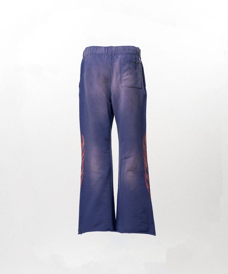 "CRAYON FLAME" Distressed Bootcut Sweat Pants