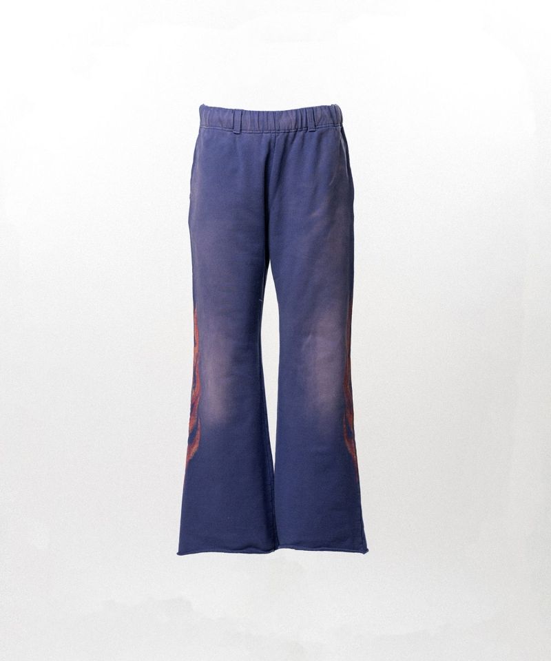 "CRAYON FLAME" Distressed Bootcut Sweat Pants