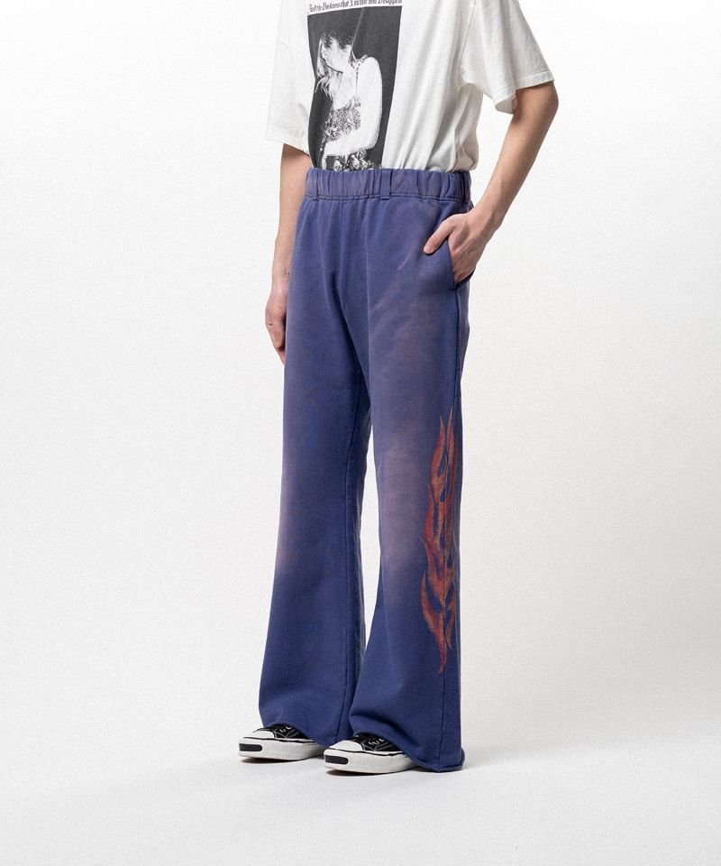 "CRAYON FLAME" Distressed Bootcut Sweat Pants