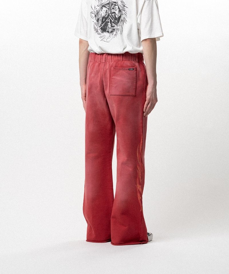 "CRAYON FLAME" Distressed Bootcut Sweat Pants