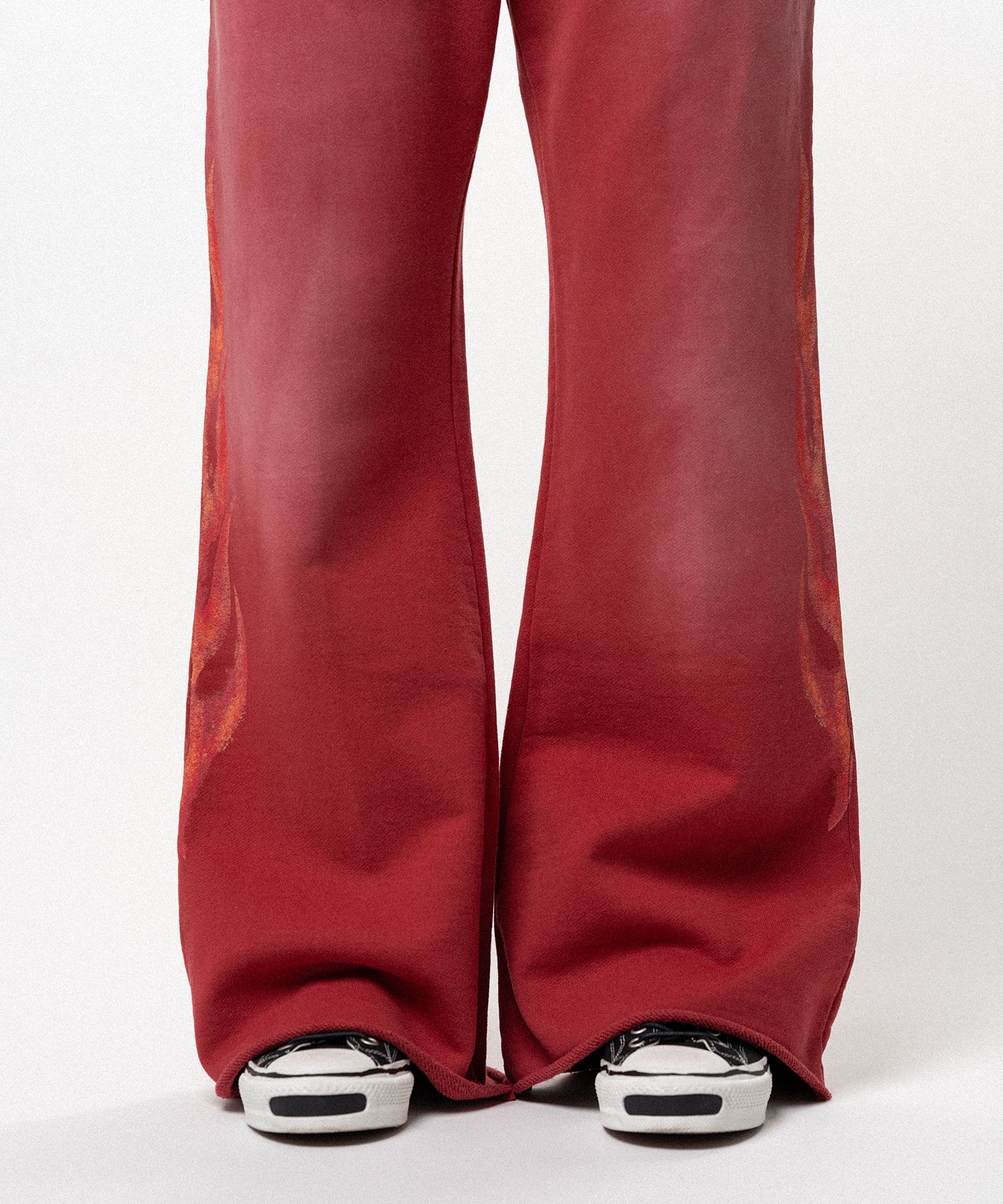 "CRAYON FLAME" Distressed Bootcut Sweat Pants