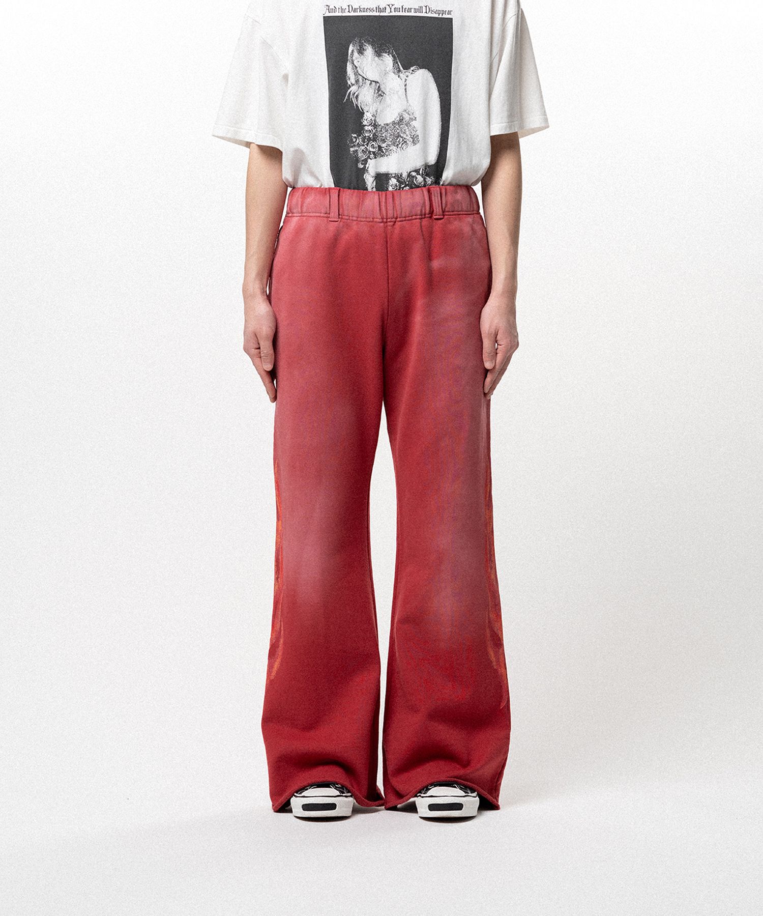 "CRAYON FLAME" Distressed Bootcut Sweat Pants