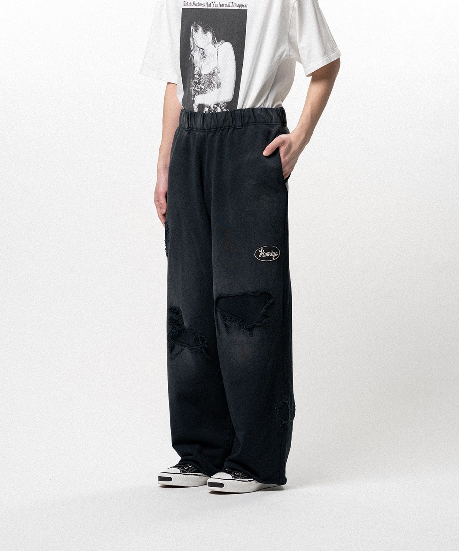 Repaired Name Patch Wide Sweat Pants