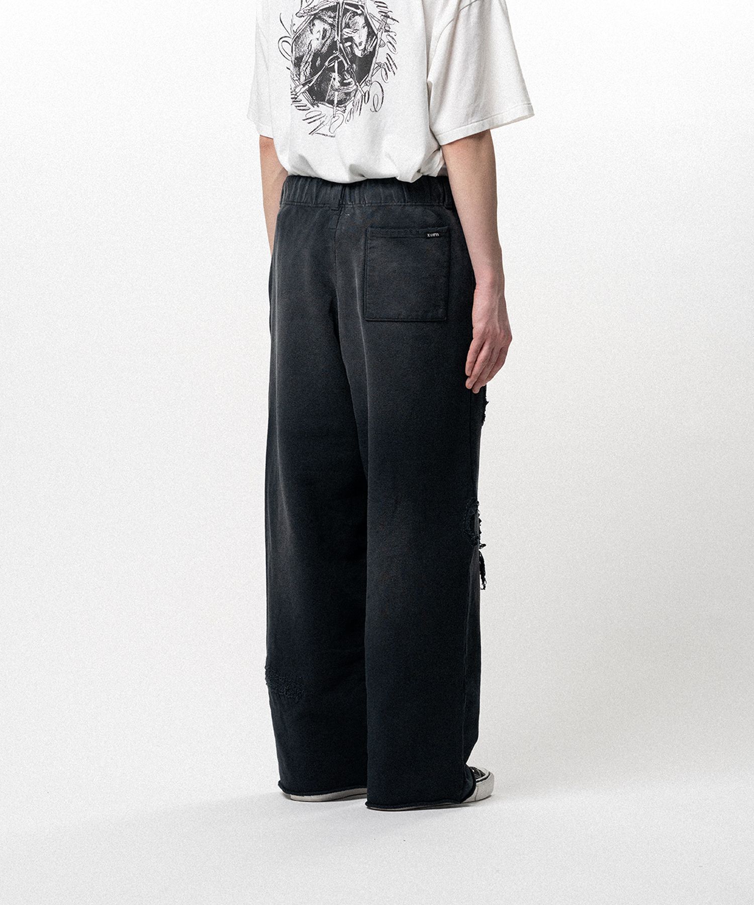 Repaired Name Patch Wide Sweat Pants