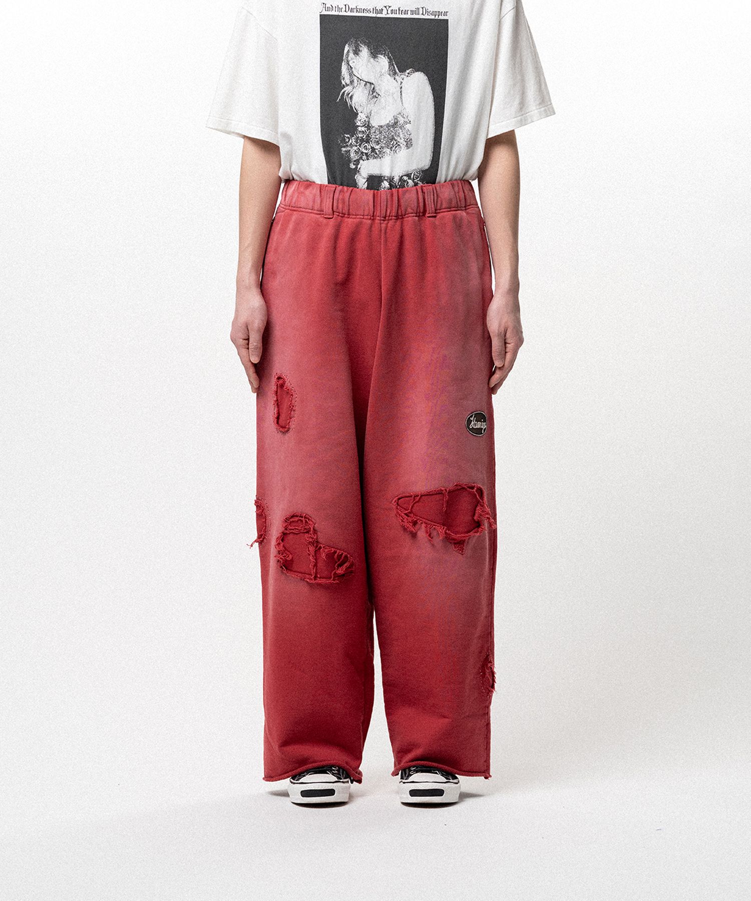 Repaired Name Patch Wide Sweat Pants