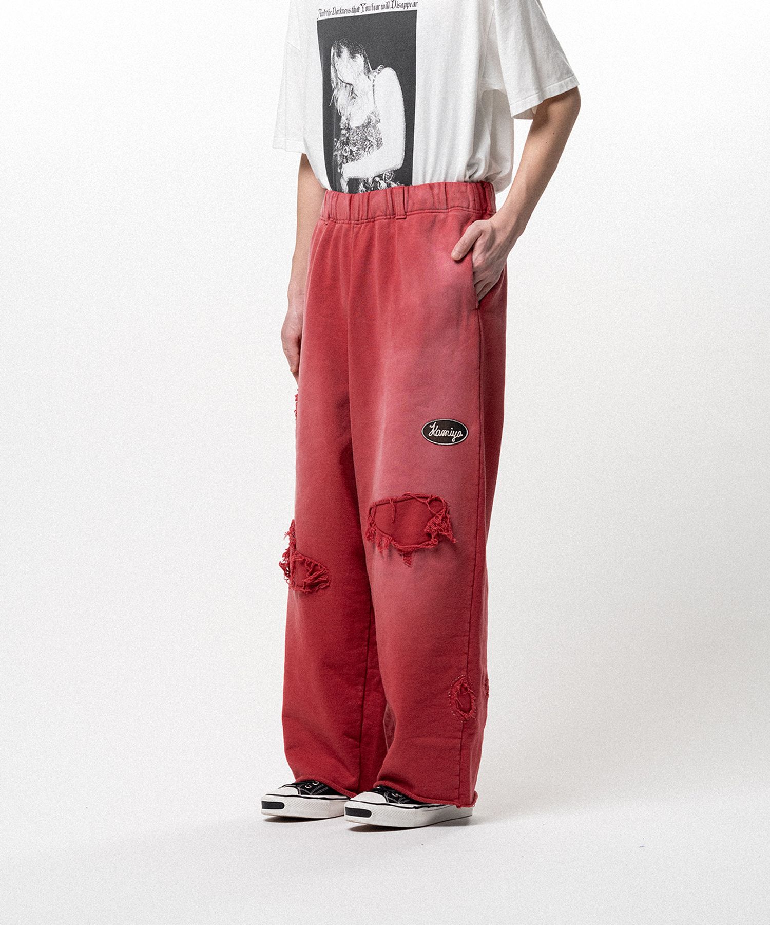 Repaired Name Patch Wide Sweat Pants