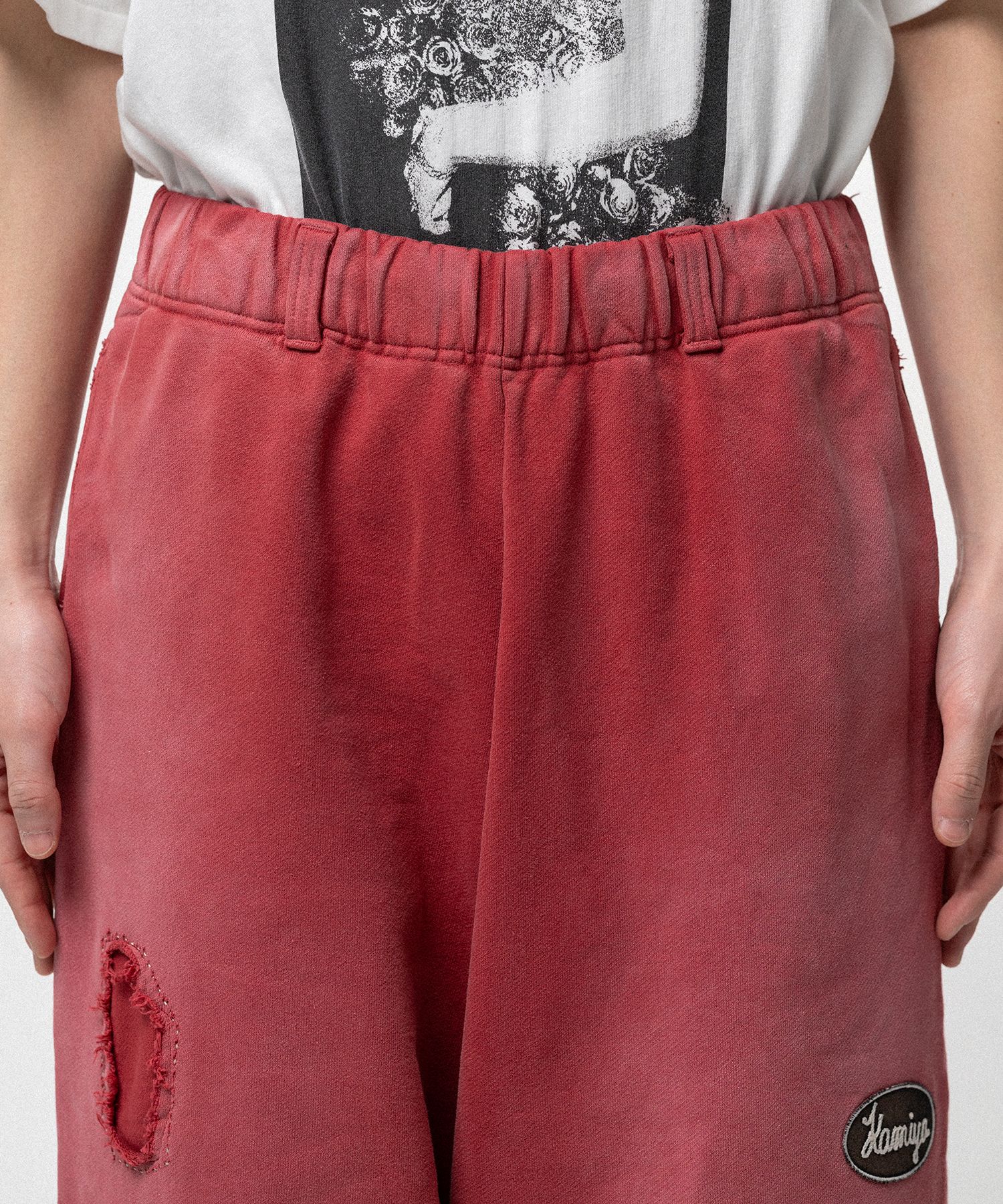 Repaired Name Patch Wide Sweat Pants