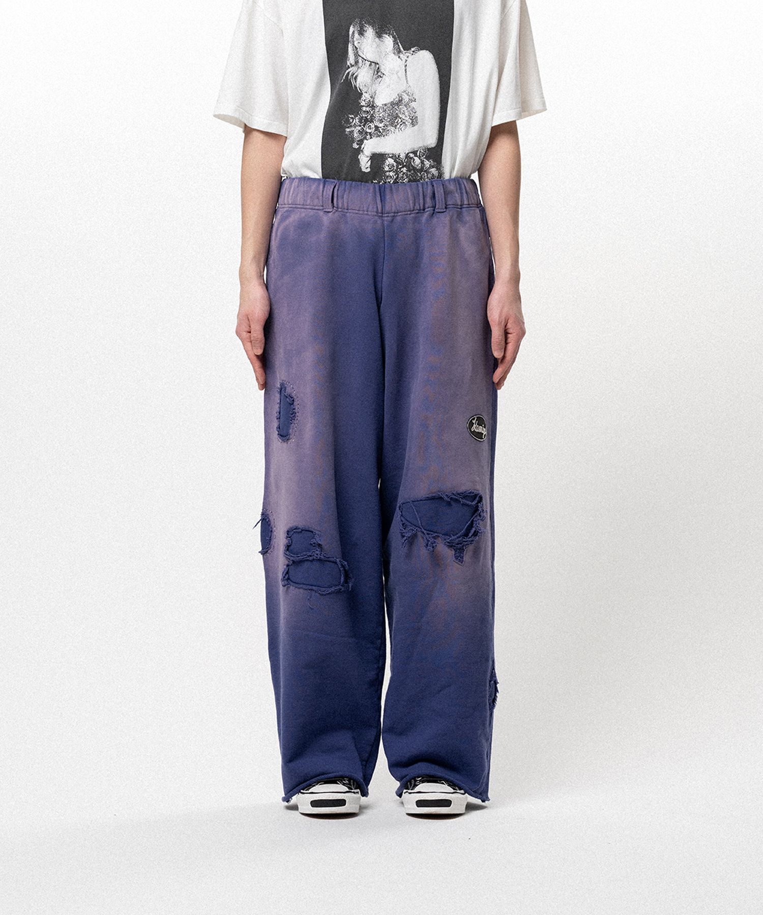 Repaired Name Patch Wide Sweat Pants