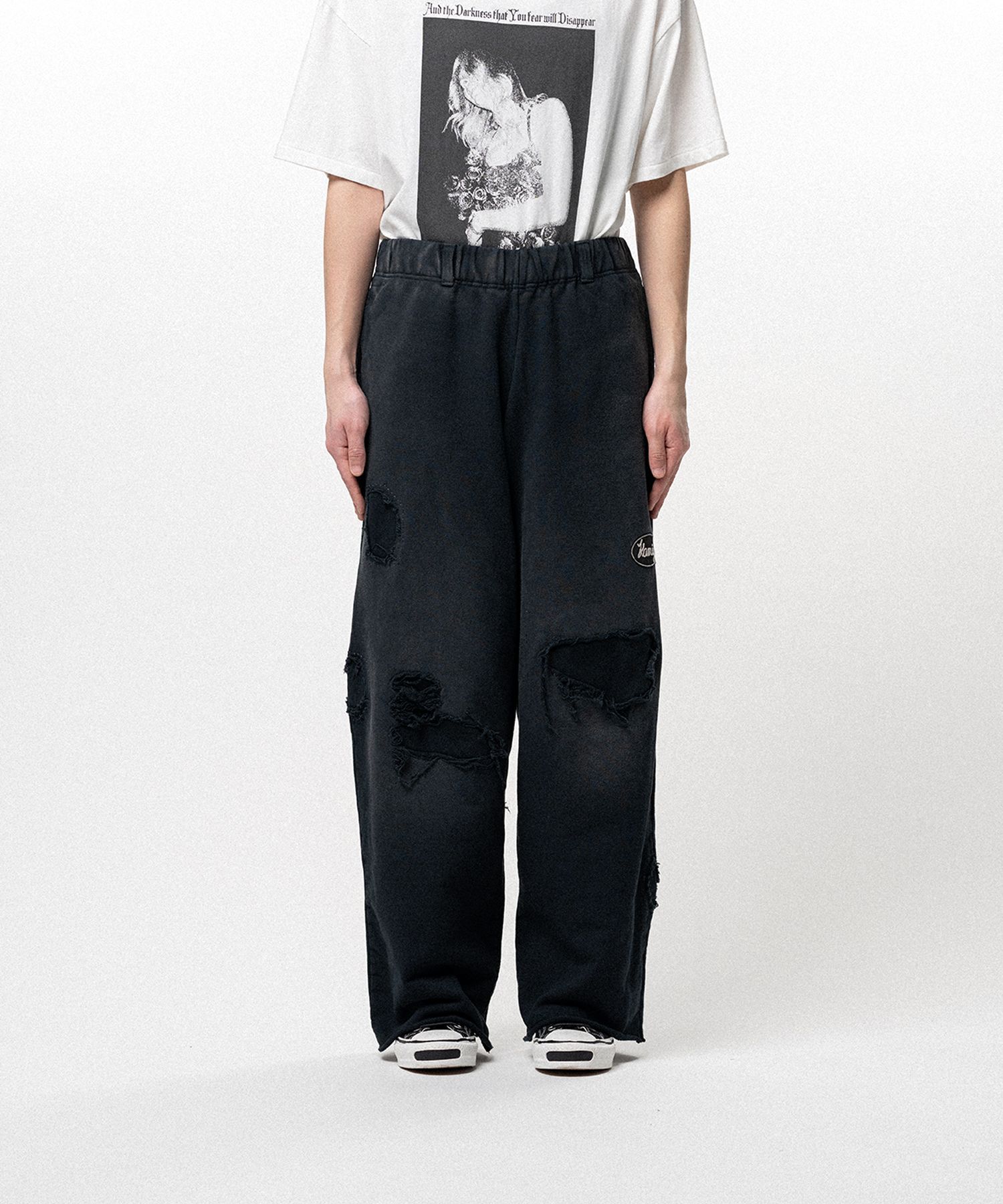 Repaired Name Patch Wide Sweat Pants