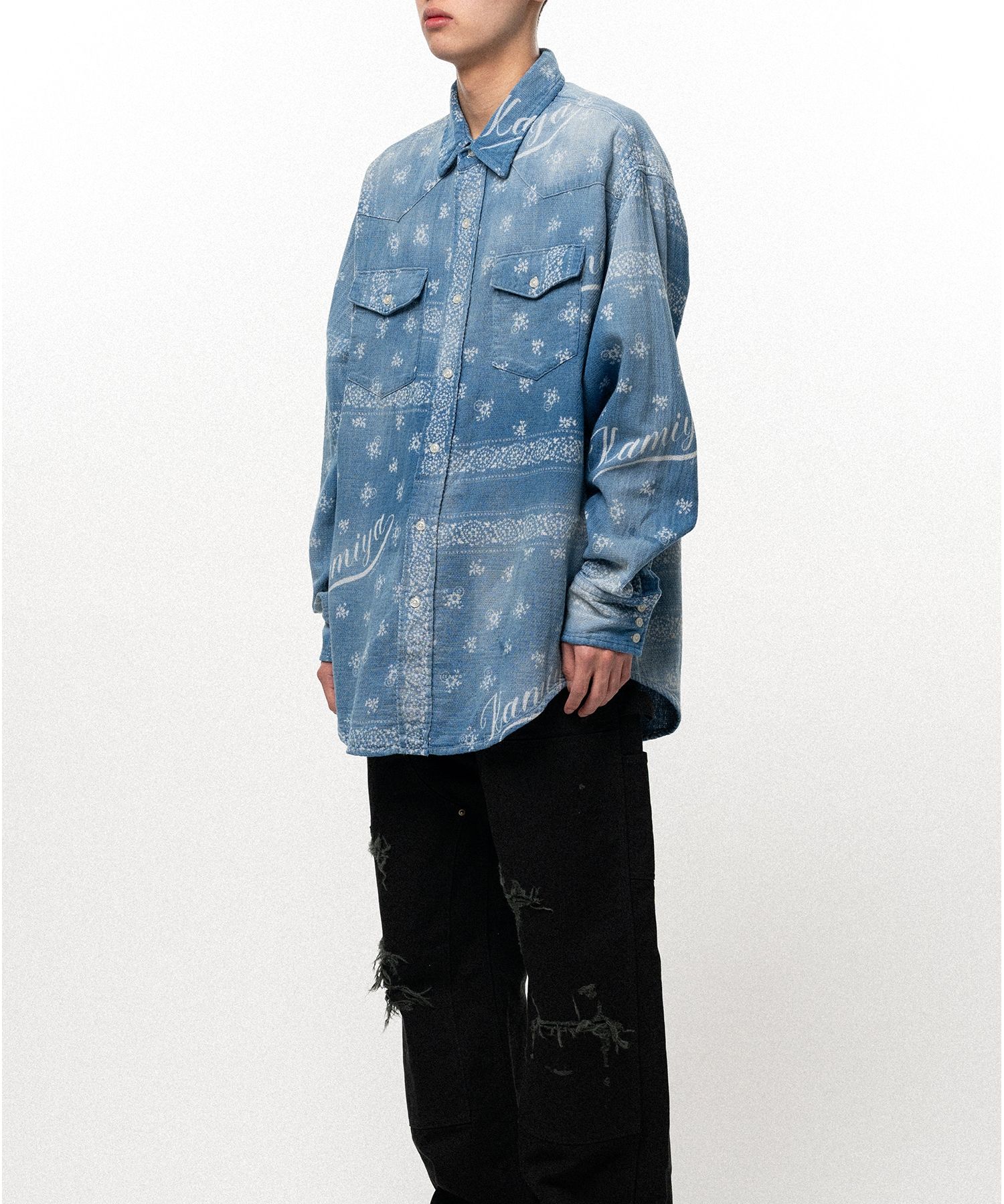 Bandana Discharge Print Western Shirt