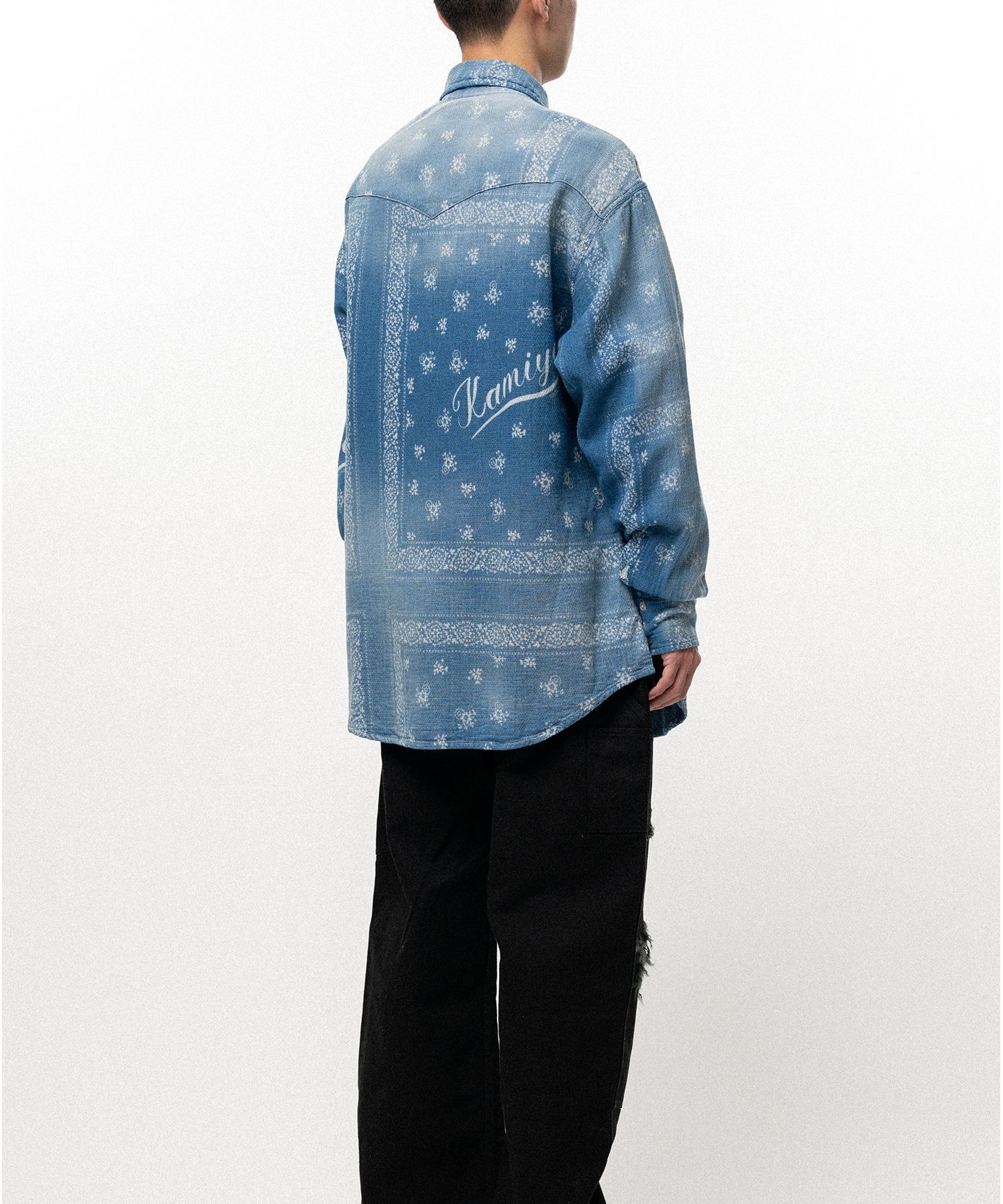 Bandana Discharge Print Western Shirt