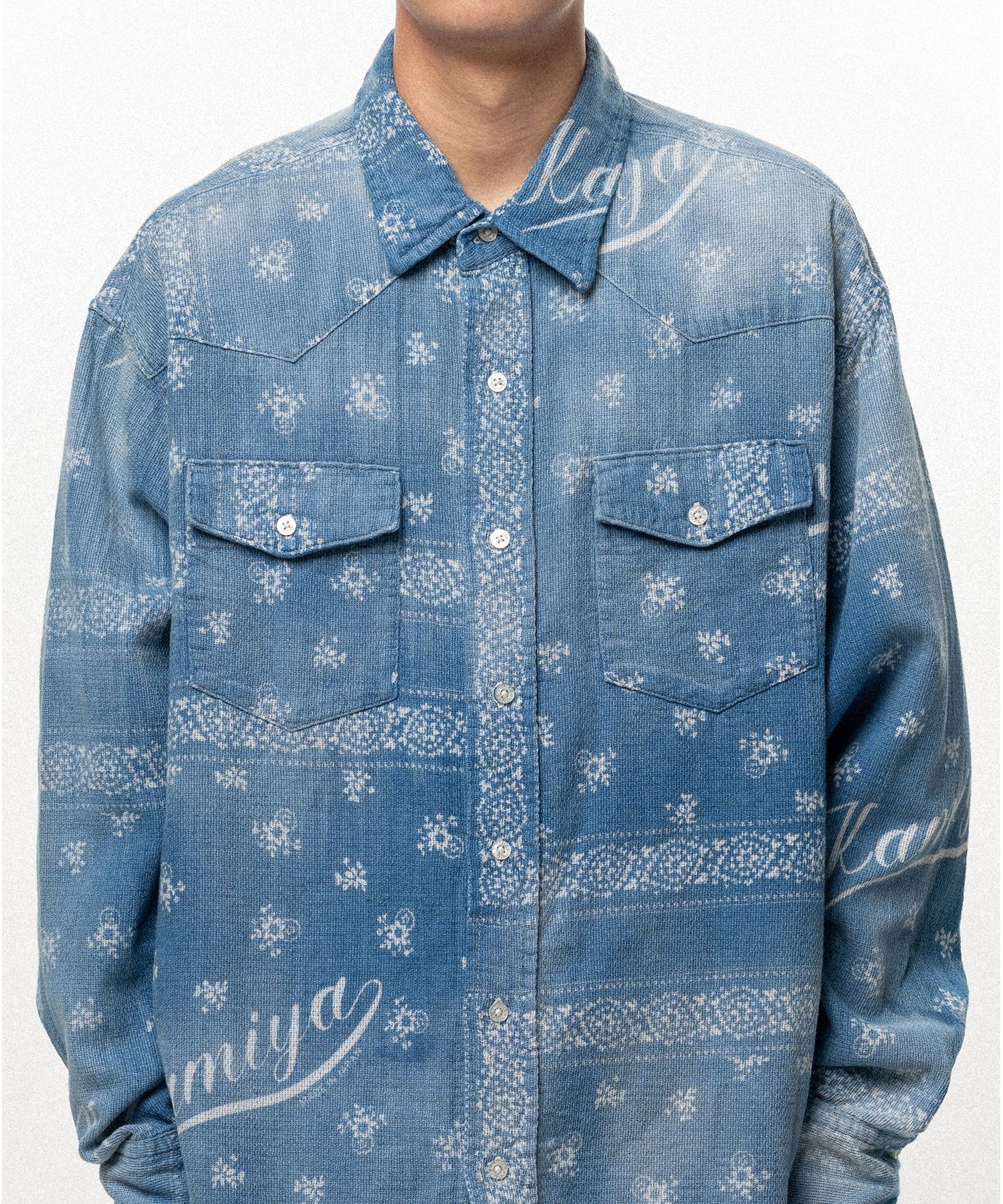 Bandana Discharge Print Western Shirt