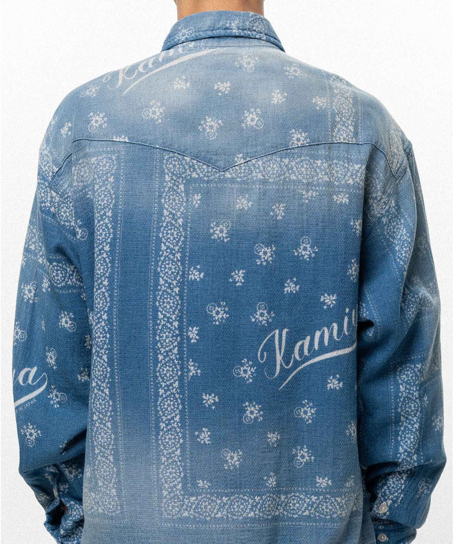 Bandana Discharge Print Western Shirt