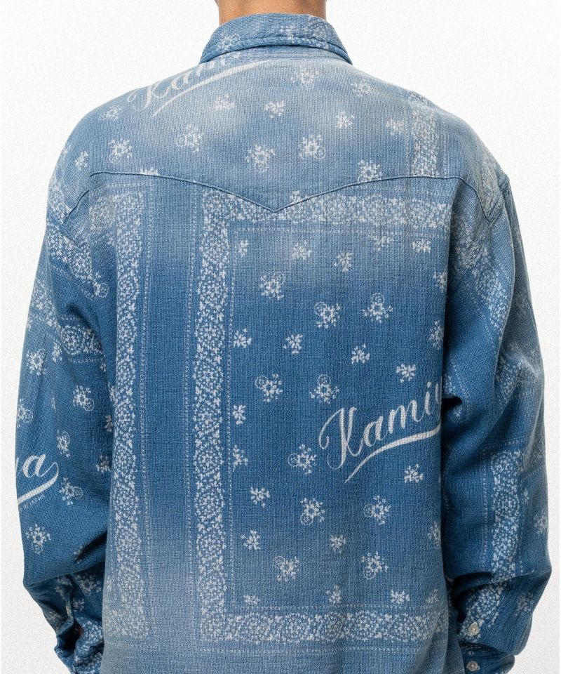 Bandana Discharge Print Western Shirt