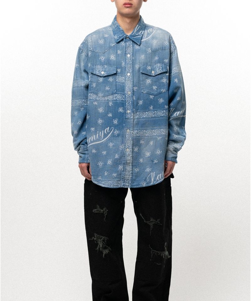Bandana Discharge Print Western Shirt