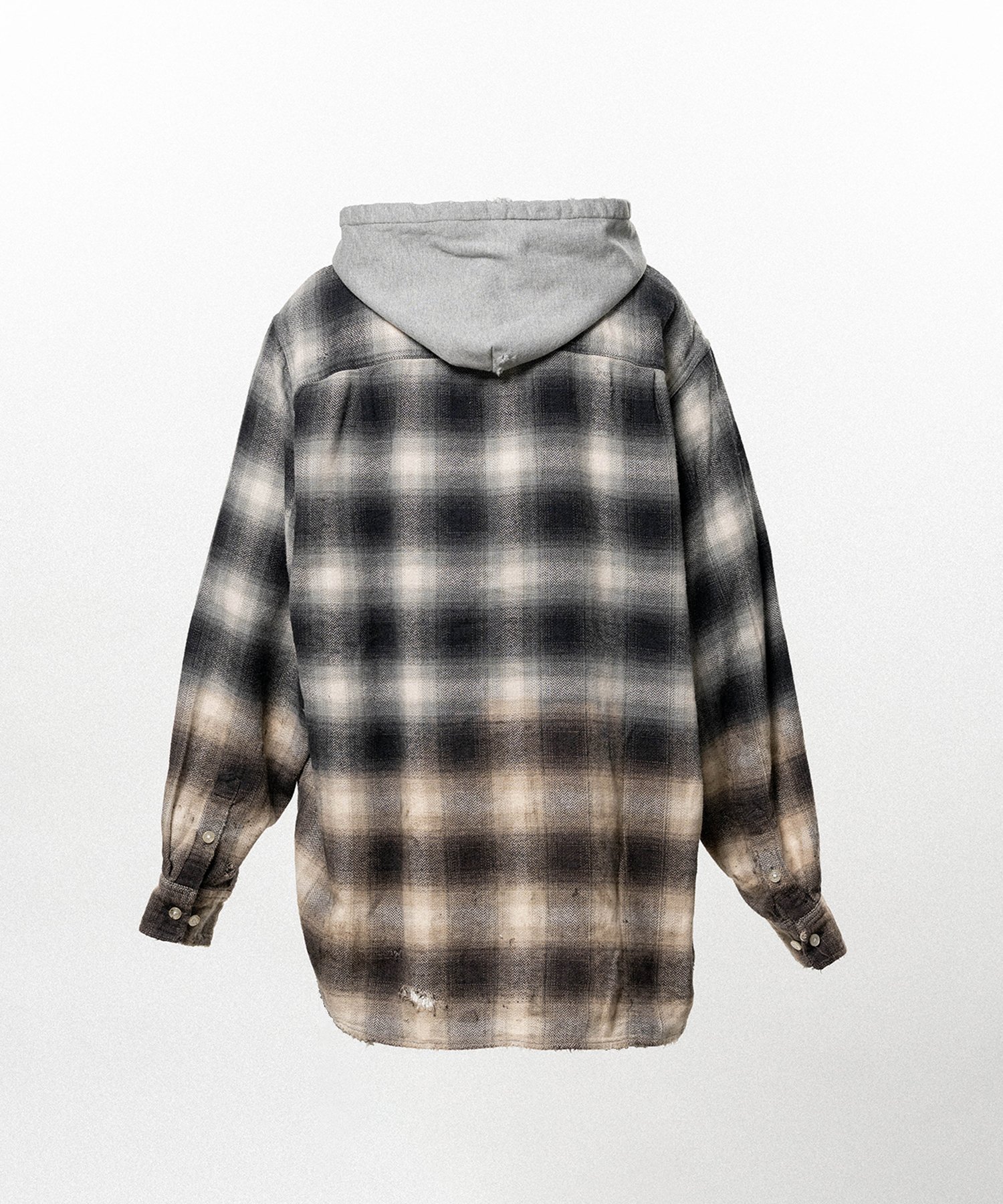 Distressed Hooded Checked Shirt
