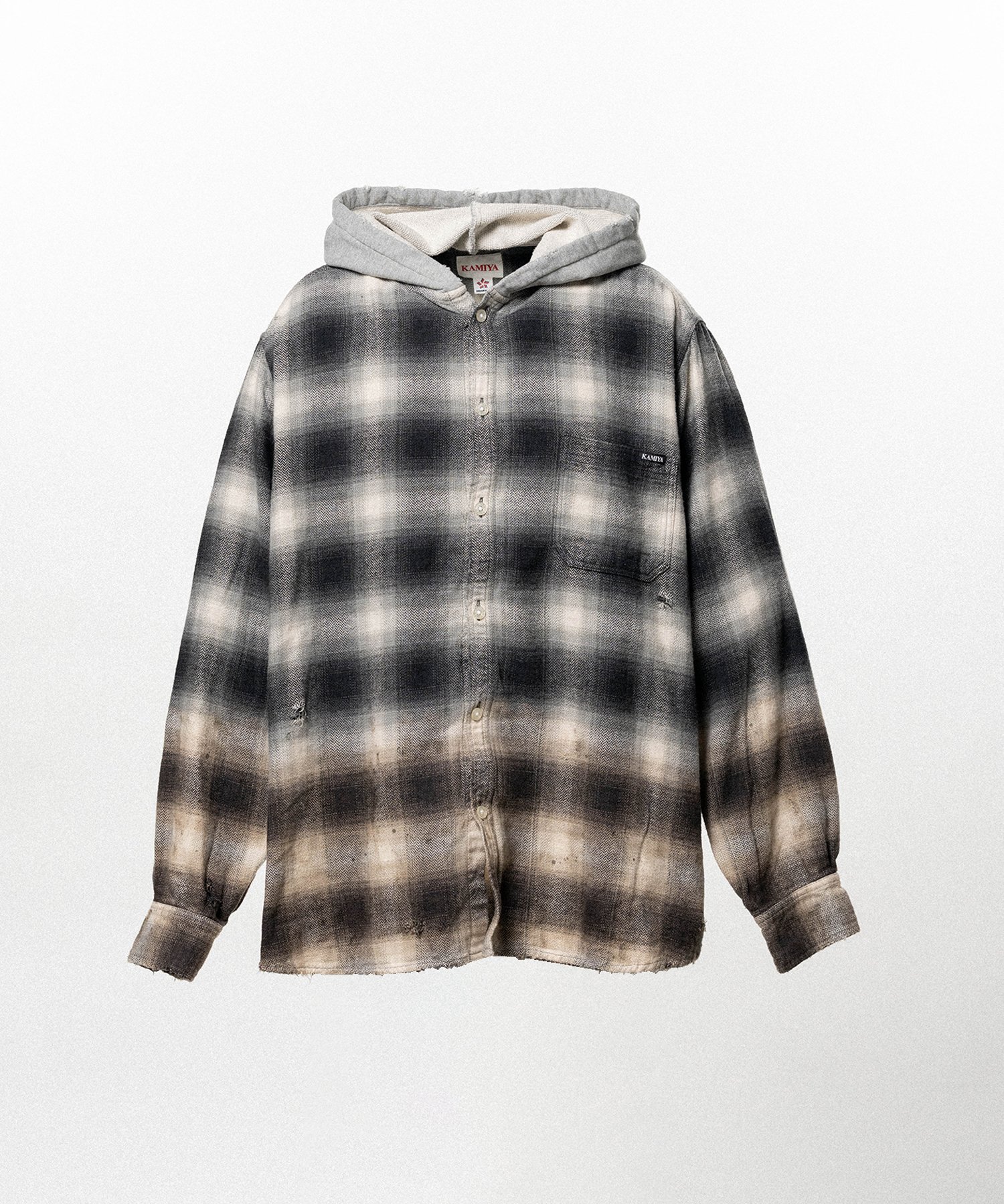 Distressed Hooded Checked Shirt