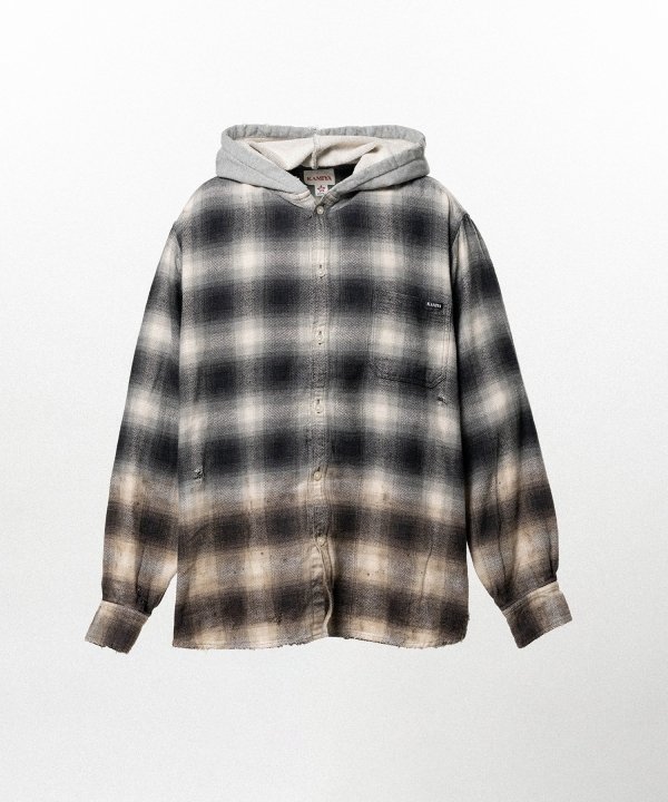 Distressed Hooded Checked Shirt