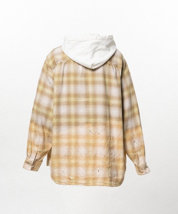 Distressed Hooded Checked Shirt