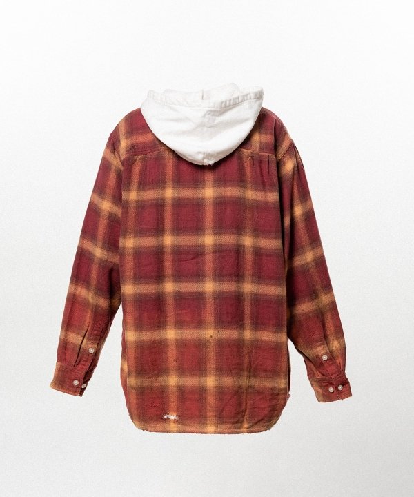 Distressed Hooded Checked Shirt