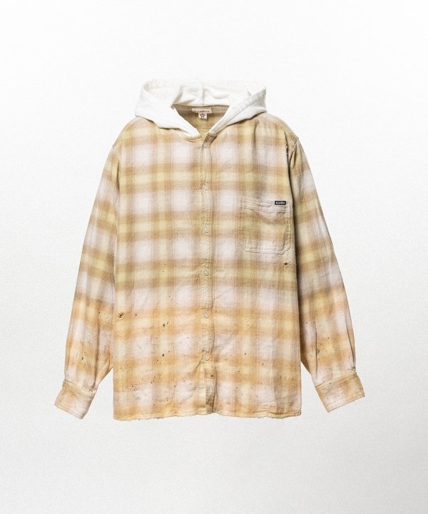 Distressed Hooded Checked Shirt