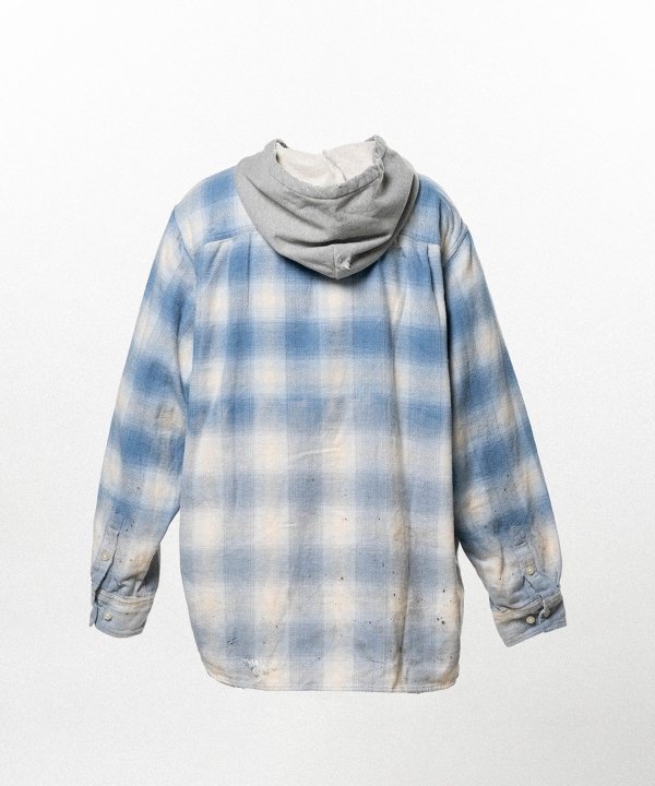 Distressed Hooded Checked Shirt
