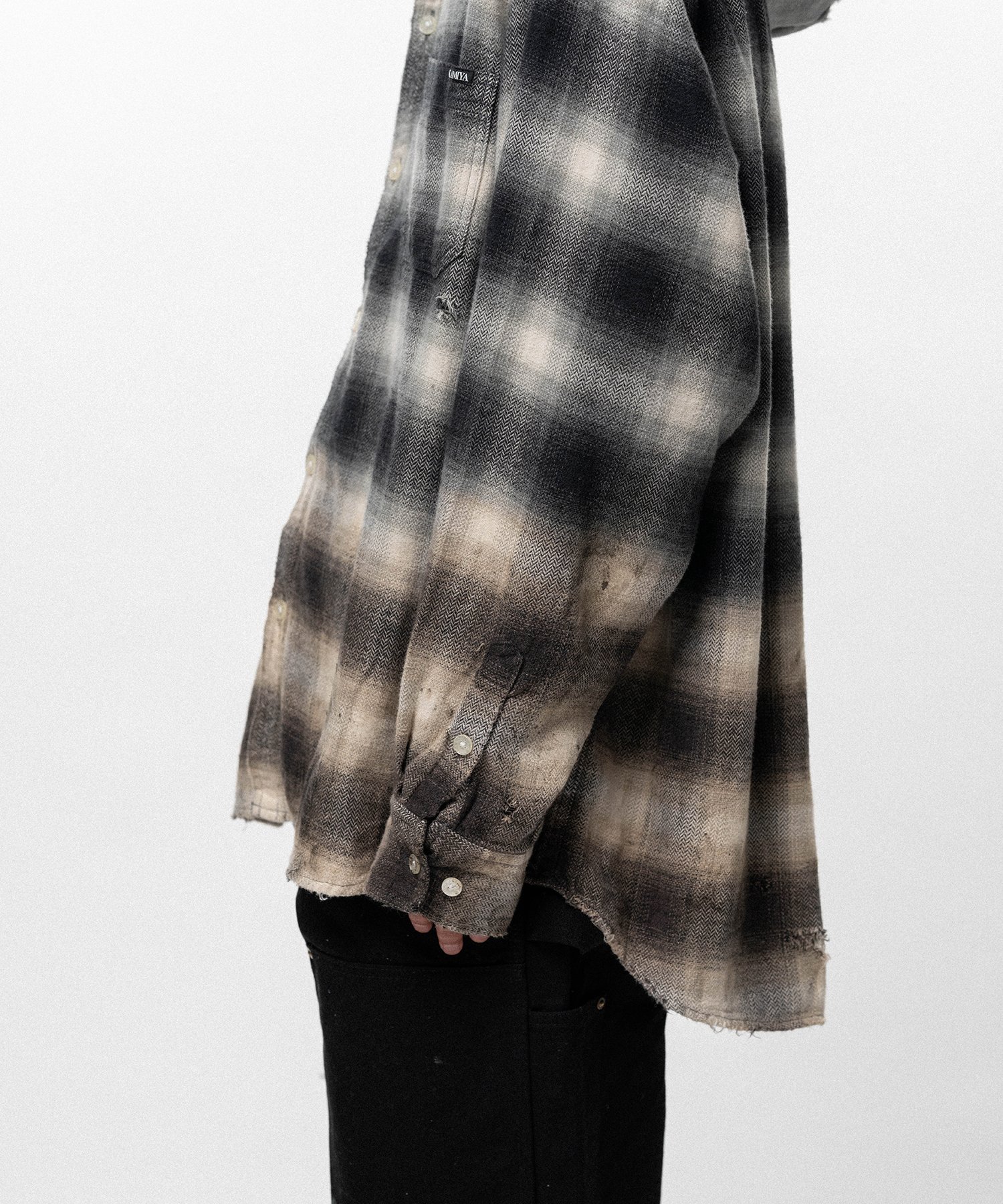 Distressed Hooded Checked Shirt